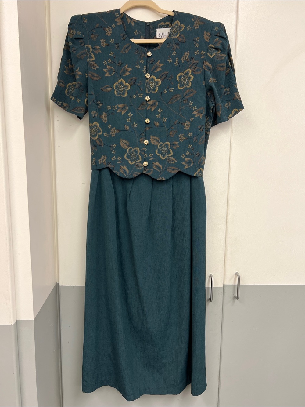 Vintage Miss Dorby Floral Green Secretary Office Dress